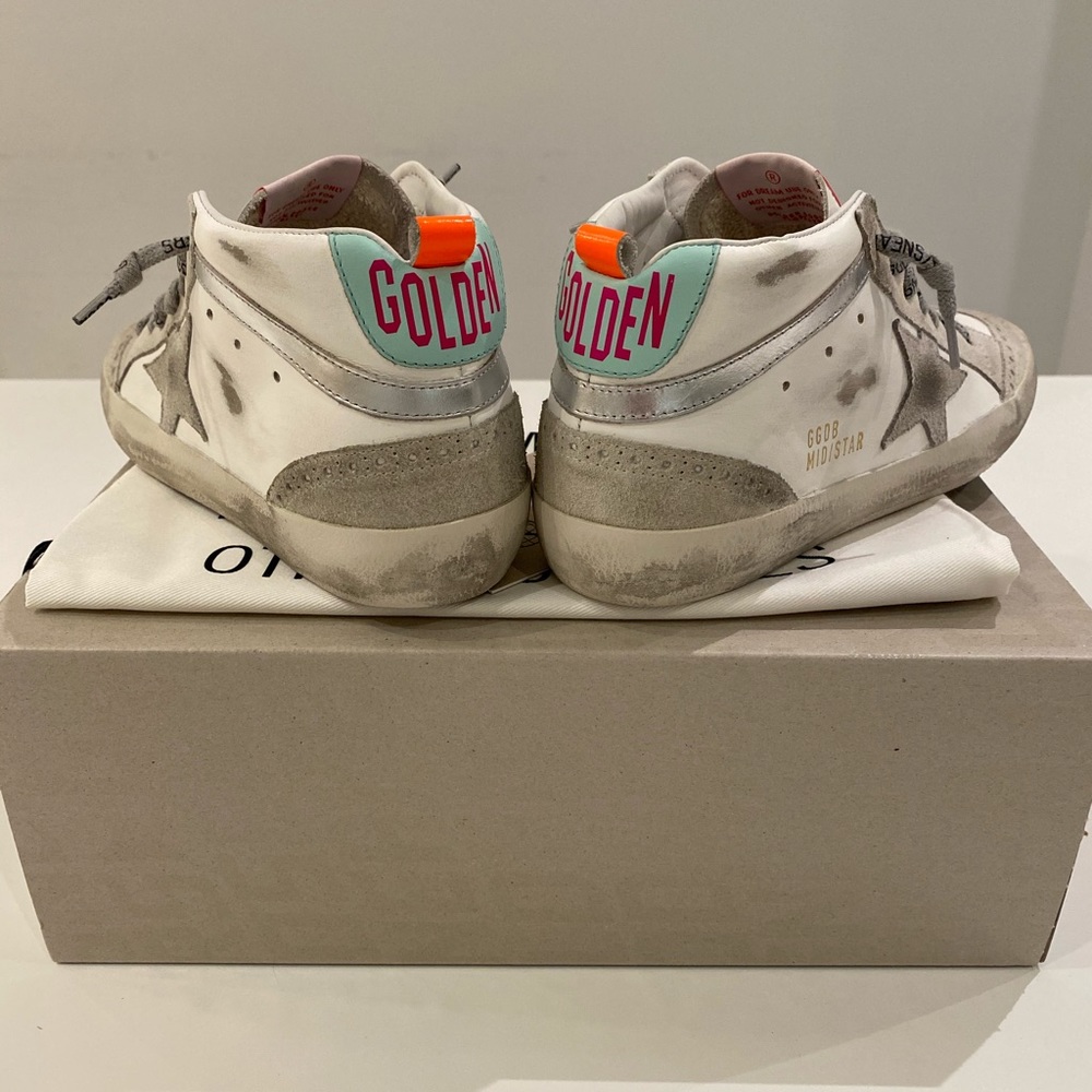 Golden Goose Mid Star White/Ice/Silver sz 38 NIB - Picture 4 of 9